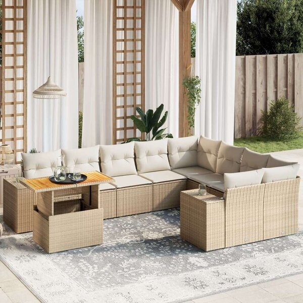 VidaXL Polyrattan Kerti Ülőgarnitúra - 10 részes - Bézs