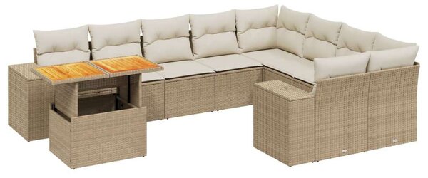 VidaXL Polyrattan Kerti Ülőgarnitúra - 10 részes - Bézs