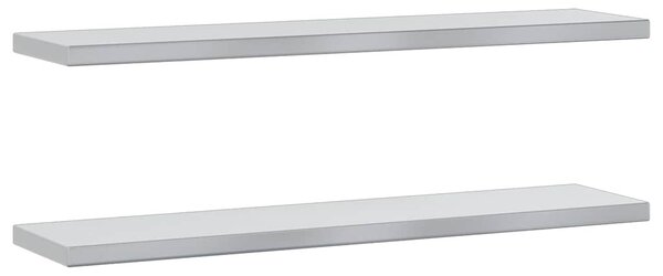 2 db ezüstszínű rozsdamentes acél fali polc 100 x 23,5 cm