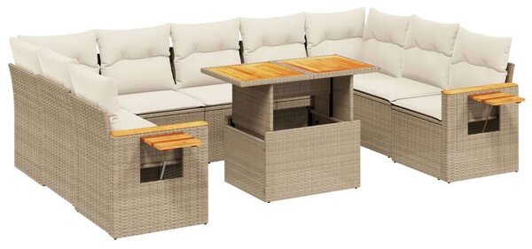 VidaXL Polyrattan Kerti Ülőgarnitúra - 10 részes - Bézs