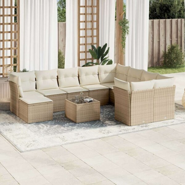 VidaXL Polyrattan Kerti Ülőgarnitúra - 11 részes - Bézs