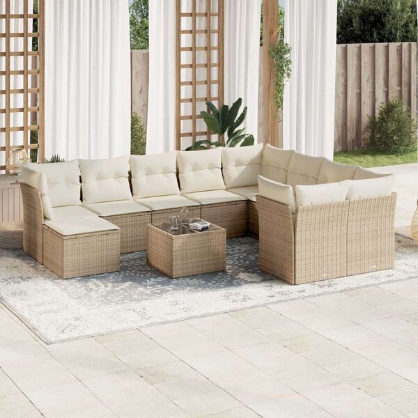 VidaXL Polyrattan Kerti Ülőgarnitúra - 11 részes - Bézs