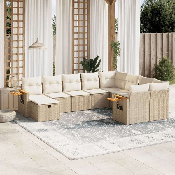 VidaXL Polyrattan Kerti Ülőgarnitúra - Bézs - 10 részes
