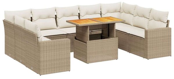 VidaXL Polyrattan Kerti Ülőgarnitúra - 10 részes - Bézs