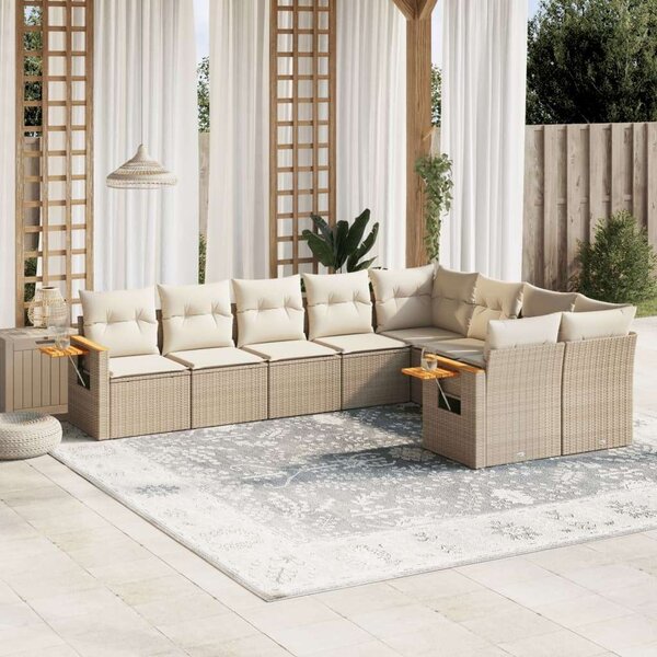 Polyrattan Kerti Ülőgarnitúra - 9 részes - Bézs