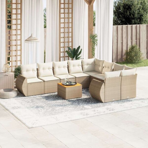 VidaXL Polyrattan Kerti Ülőgarnitúra - 10 részes - Bézs