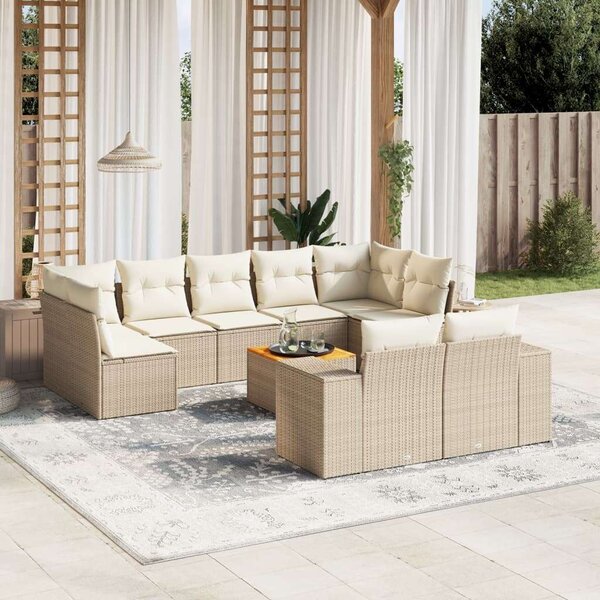 VidaXL Polyrattan Kerti Ülőgarnitúra - 10 részes - Bézs