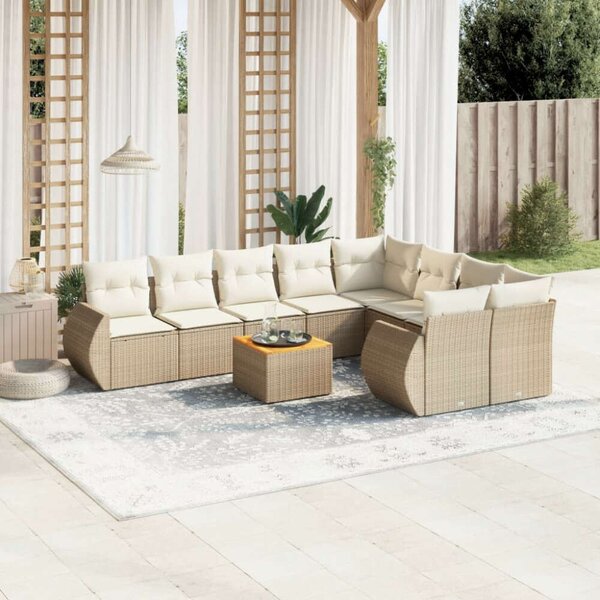 VidaXL Polyrattan Kerti Ülőgarnitúra - 10 részes - Bézs