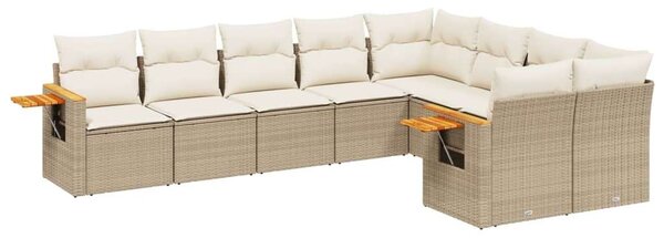 Polyrattan Kerti Ülőgarnitúra - 9 részes - Bézs