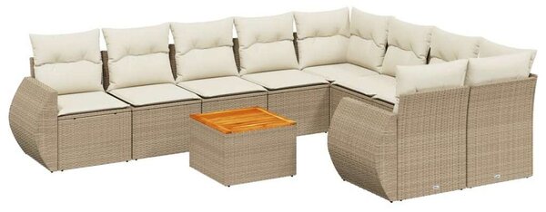 VidaXL Polyrattan Kerti Ülőgarnitúra - 10 részes - Bézs