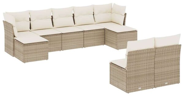 VidaXL Polyrattan Kerti Ülőgarnitúra - 9 részes - Bézs