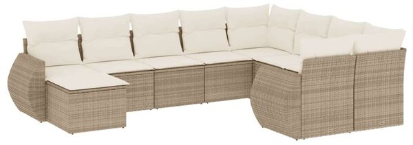 VidaXL Polyrattan Kerti Ülőgarnitúra - 10 részes - Bézs