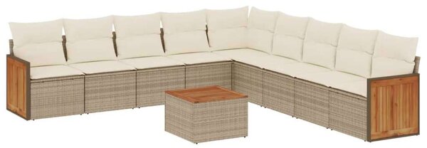 VidaXL Polyrattan Kerti Ülőgarnitúra - 10 részes - Bézs