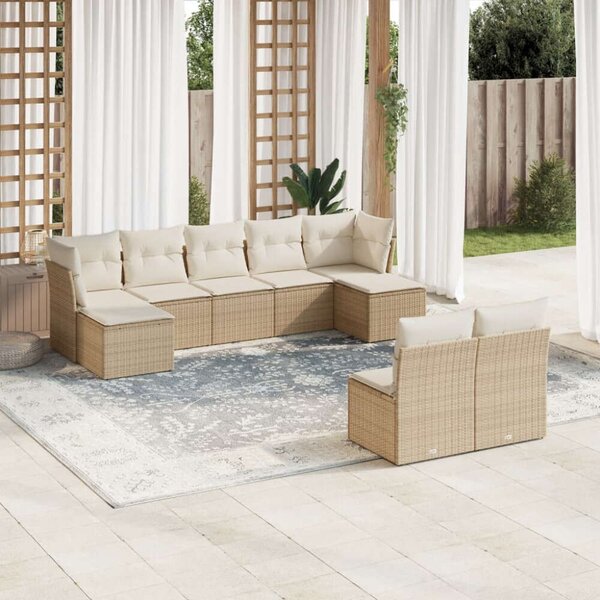 VidaXL Polyrattan Kerti Ülőgarnitúra - 9 részes - Bézs