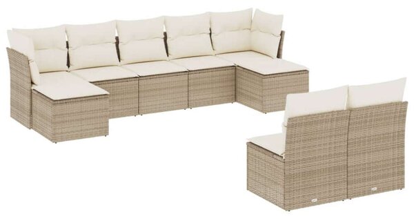 VidaXL Polyrattan Kerti Ülőgarnitúra - 9 részes - Bézs