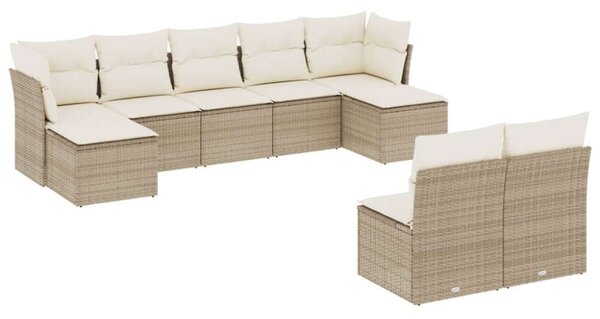 VidaXL Polyrattan Kerti Ülőgarnitúra - 9 részes - Bézs