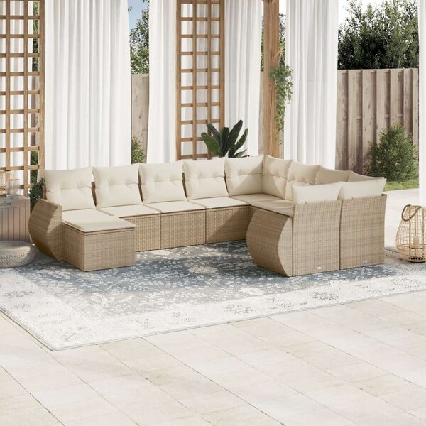 VidaXL Polyrattan Kerti Ülőgarnitúra - 10 részes - Bézs