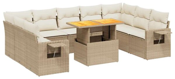 VidaXL Polyrattan Kerti Ülőgarnitúra - 10 részes - Bézs