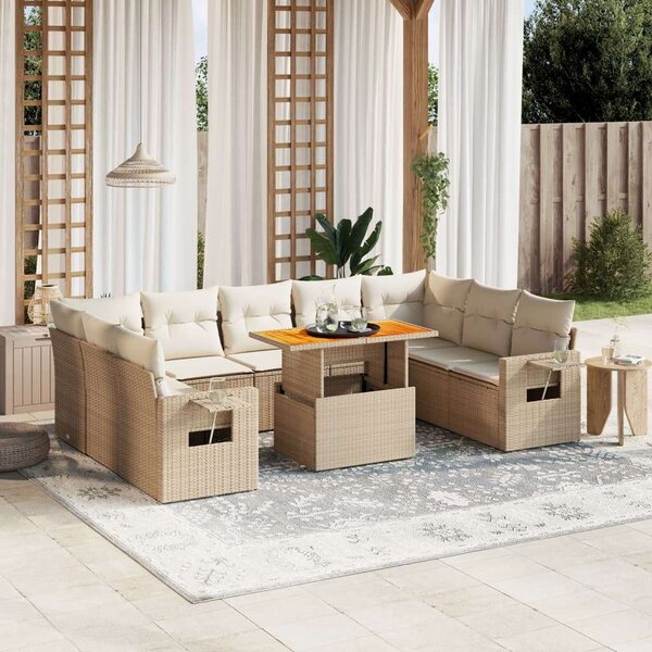 VidaXL Polyrattan Kerti Ülőgarnitúra - 10 részes - Bézs