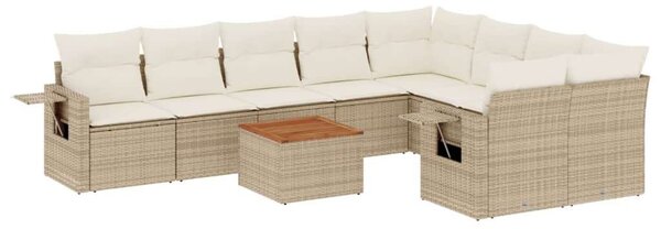 VidaXL Polyrattan Kerti Ülőgarnitúra - 10 részes - Bézs