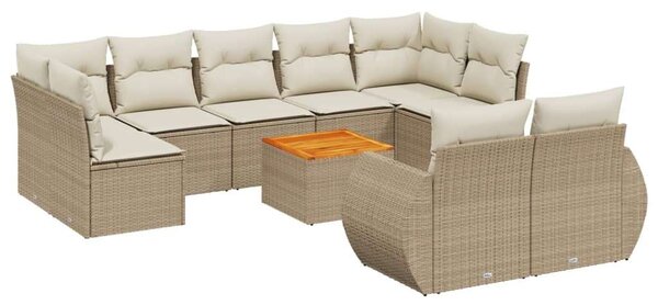 VidaXL Polyrattan Kerti Ülőgarnitúra - 10 részes - Bézs