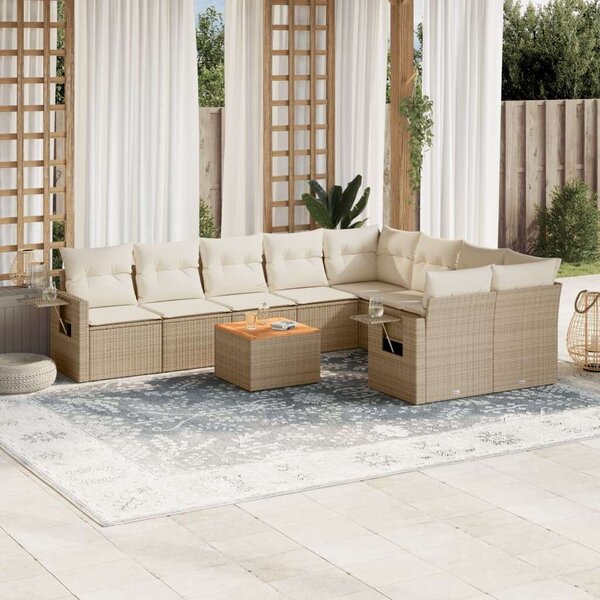 VidaXL Polyrattan Kerti Ülőgarnitúra - 10 részes - Bézs