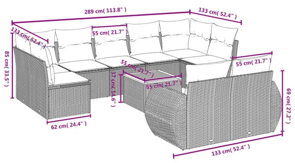 VidaXL Polyrattan Kerti Ülőgarnitúra - 10 részes - Bézs
