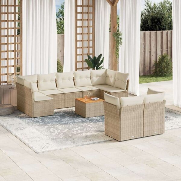 VidaXL Polyrattan Kerti Ülőgarnitúra - 10 részes - Bézs