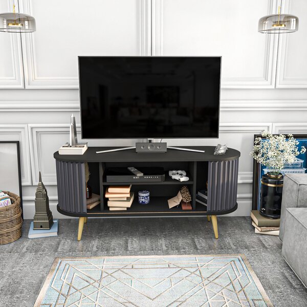 Hanah Home TV-állvány Fekete Antracit Stor - Fekete, Antracit