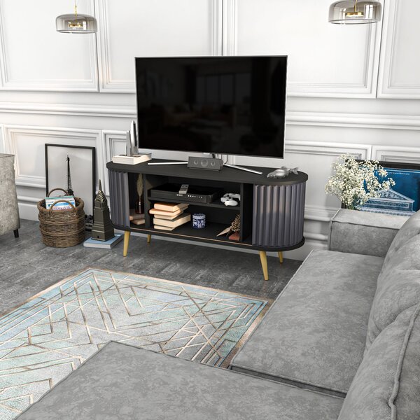 Hanah Home TV-állvány Fekete Antracit Stor - Fekete, Antracit