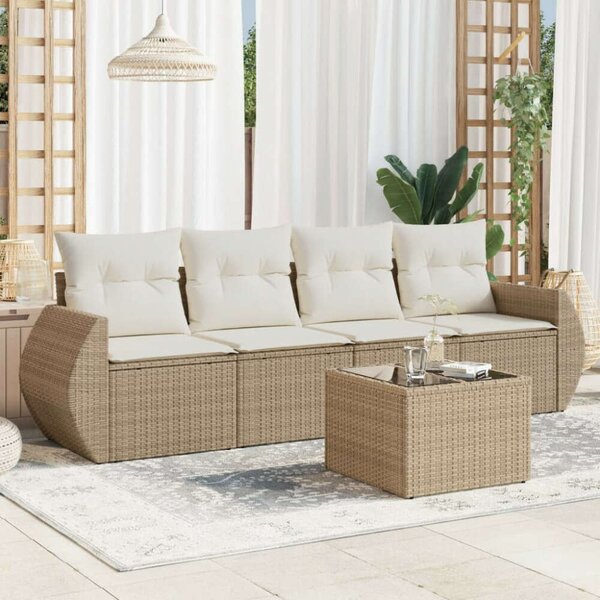 VidaXL Polyrattan Kerti Ülőgarnitúra - 5 részes - Bézs