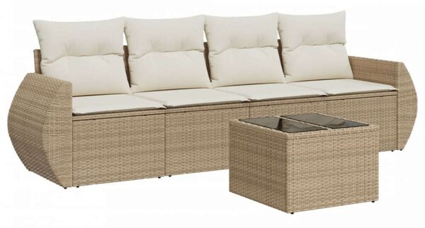 VidaXL Polyrattan Kerti Ülőgarnitúra - 5 részes - Bézs
