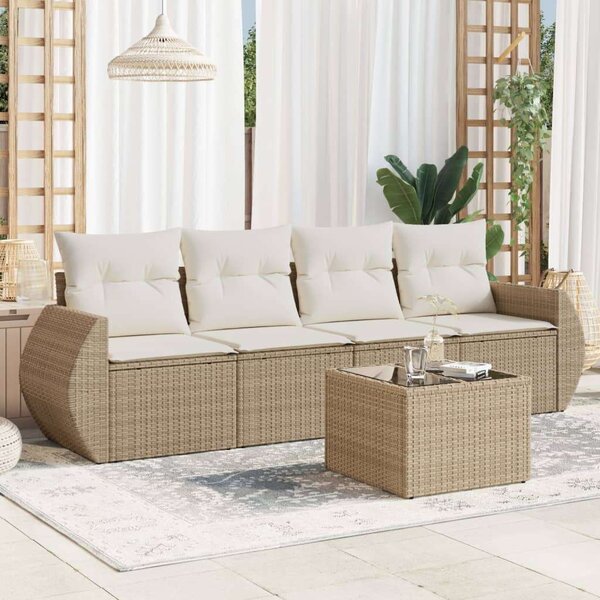VidaXL Polyrattan Kerti Ülőgarnitúra - 5 részes - Bézs