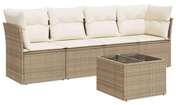 VidaXL Polyrattan Kerti Ülőgarnitúra - 5 részes - Bézs