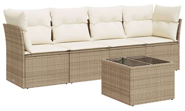 VidaXL Polyrattan Kerti Ülőgarnitúra - 5 részes - Bézs