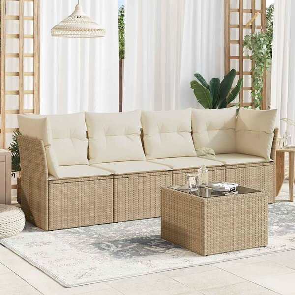VidaXL Polyrattan Kerti Ülőgarnitúra - 5 részes - Bézs