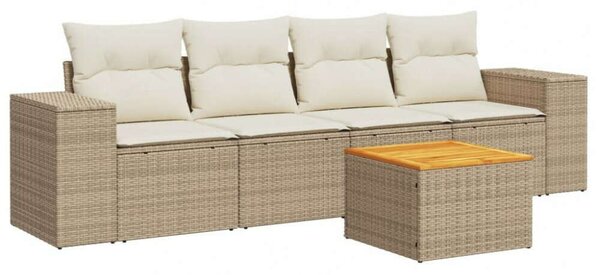 VidaXL Polyrattan Kerti Ülőgarnitúra - 5 részes - Bézs