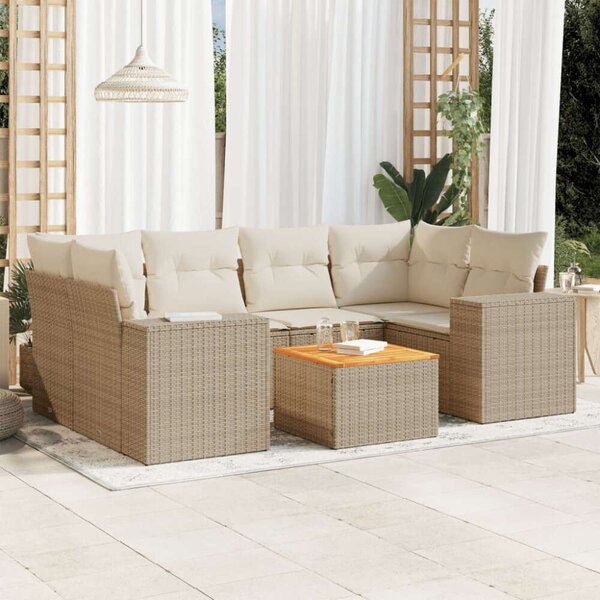 VidaXL Polyrattan Kerti Ülőgarnitúra - 7 részes - Bézs