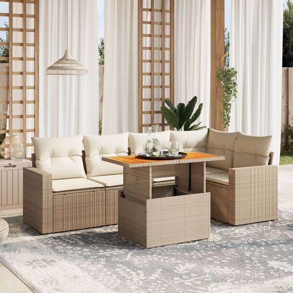 VidaXL Polyrattan Kerti Ülőgarnitúra - 6 részes - Bézs