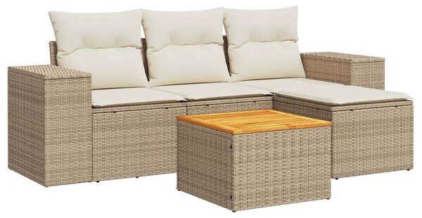 VidaXL Polyrattan Kerti Ülőgarnitúra - 5 részes - Bézs