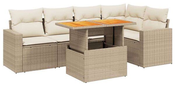 VidaXL Polyrattan Kerti Ülőgarnitúra - 6 részes - Bézs