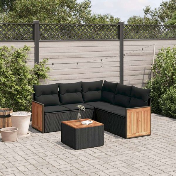 VidaXL Polyrattan Kerti Ülőgarnitúra - 6 részes - Fekete