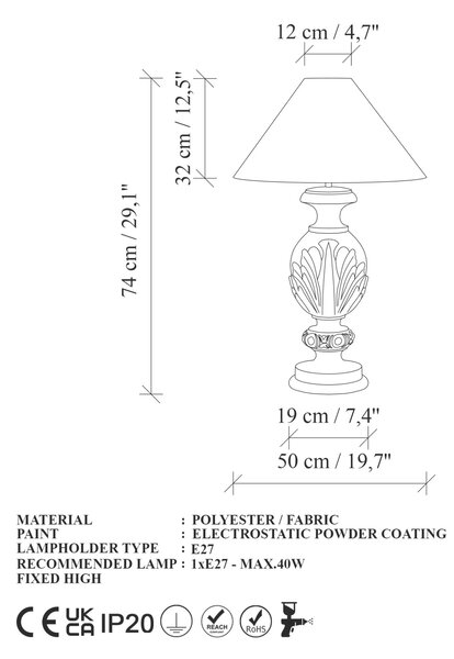 Opviq Asztali lámpa Zöld-fehér ELEGANZE-5312