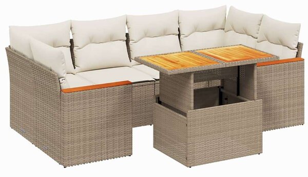 VidaXL Polyrattan Kerti Ülőgarnitúra - 7 részes, Bézs