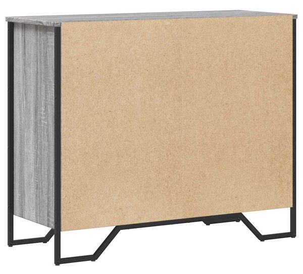 Szürke sonoma színű szerelt fa komód 91 x 35,5 x 74,5 cm