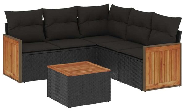 VidaXL Polyrattan Kerti Ülőgarnitúra - 6 részes - Fekete