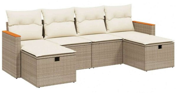 VidaXL Polyrattan Kerti Ülőgarnitúra - 6 részes - Bézs