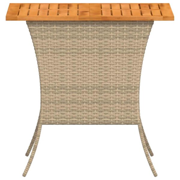 Bézs polyrattan akácfa lapos kerti asztal 105x75x72 cm