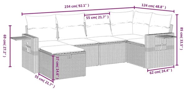 VidaXL Polyrattan Kerti Ülőgarnitúra - 6 részes - Bézs