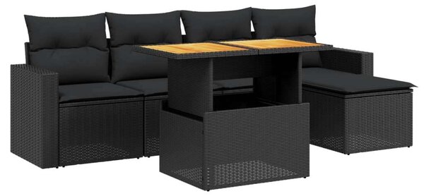 VidaXL Polyrattan Kerti Ülőgarnitúra - 6 részes - Fekete